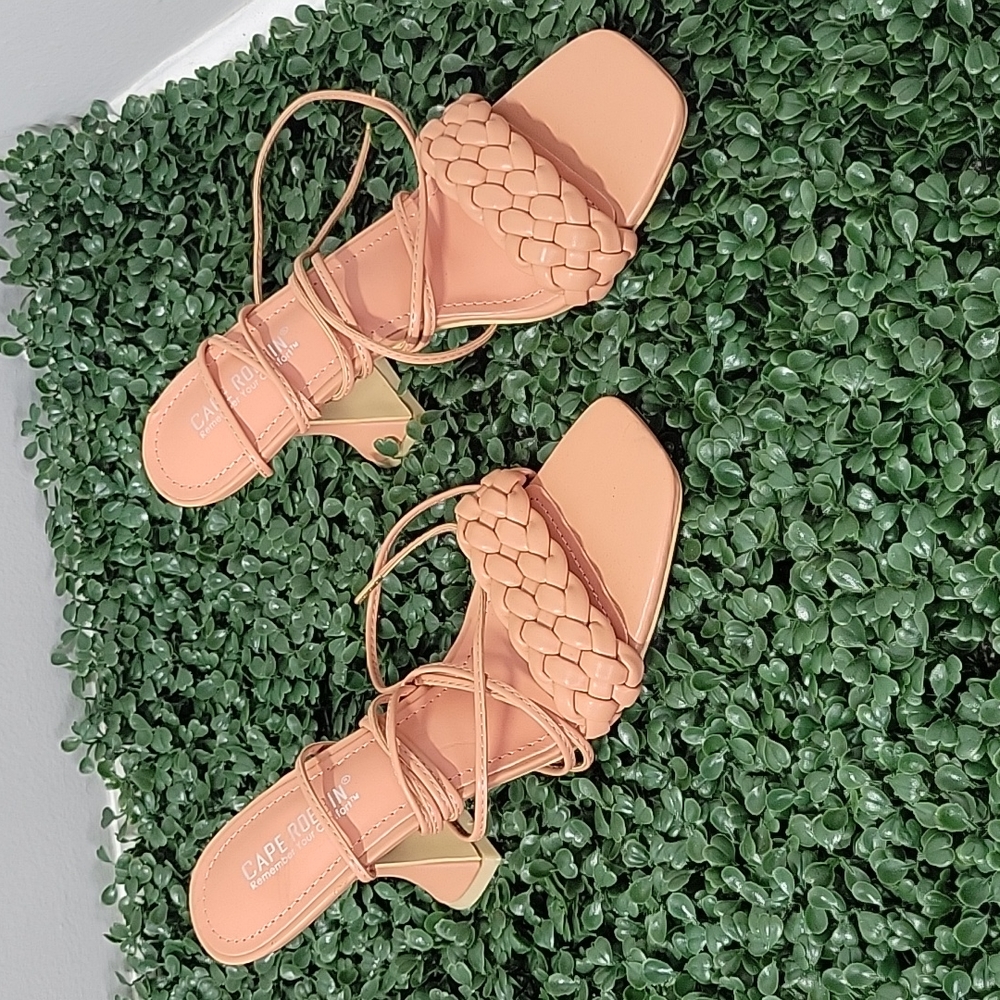 Peach sandals tie up